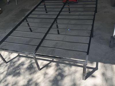 Queen steel bed frame.