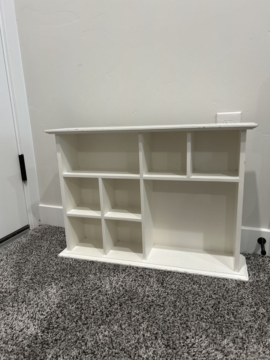 White Wooden Wall Hanging Display Shelf Organizer Unit