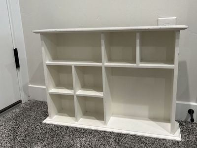 White Wooden Wall Hanging Display Shelf Organizer Unit