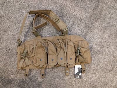 Lancer Tactical Airsoft Chest Rig - Tan with Multiple Pouches, Adjustable Straps