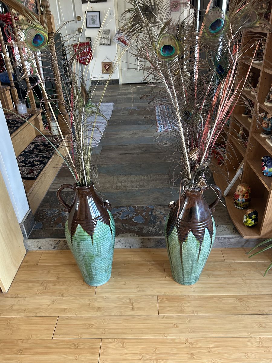 Gorgeous large teal vases – 2 ea