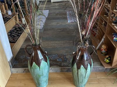 Gorgeous large teal vases – 2 ea