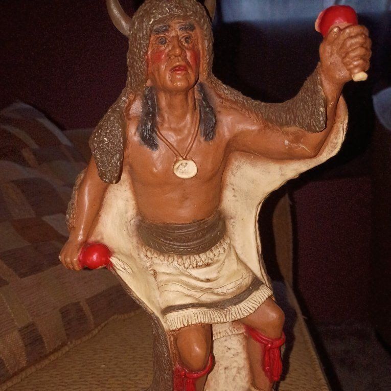 vintage Native American Buffalo Dancer statue