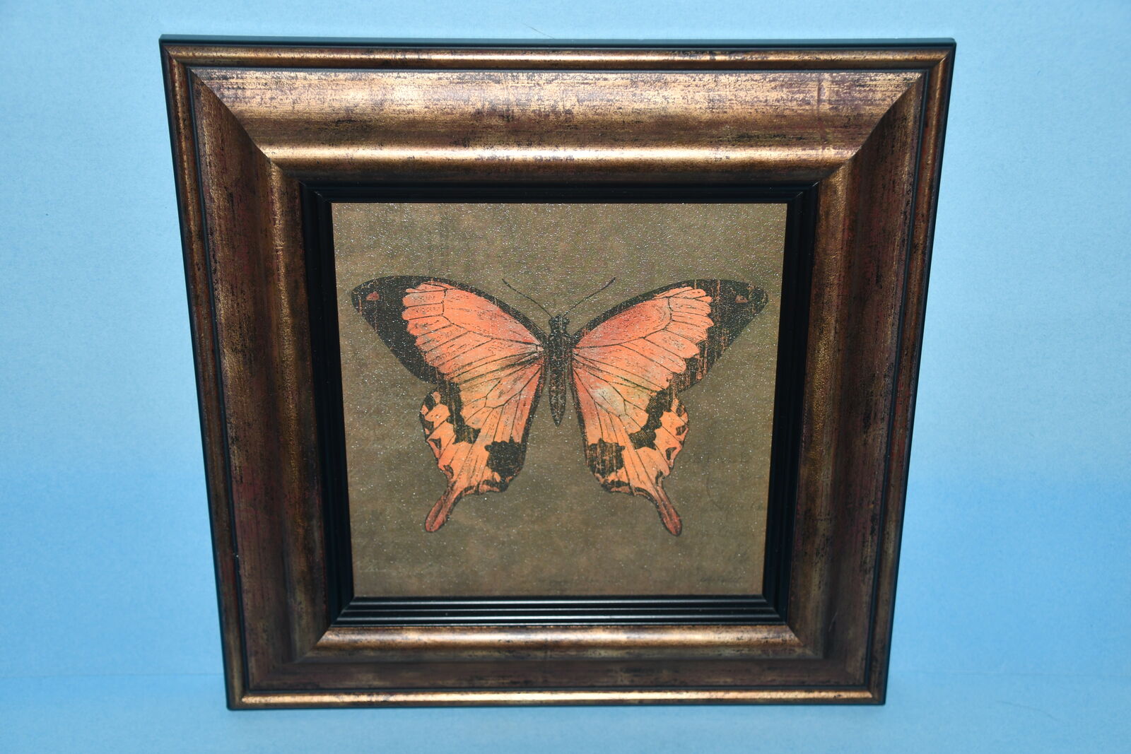 "MOCHA BUTTERFLY" PICTURE ~ 13" x 13" FRAMED ~ TEXTURED ~ NICE!