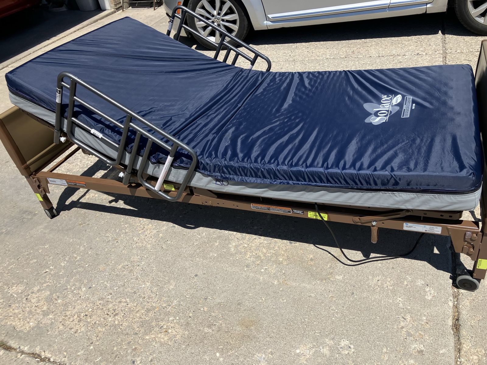 Invacare Solace Electric Hospital Bed with Mattress and Safety Rails