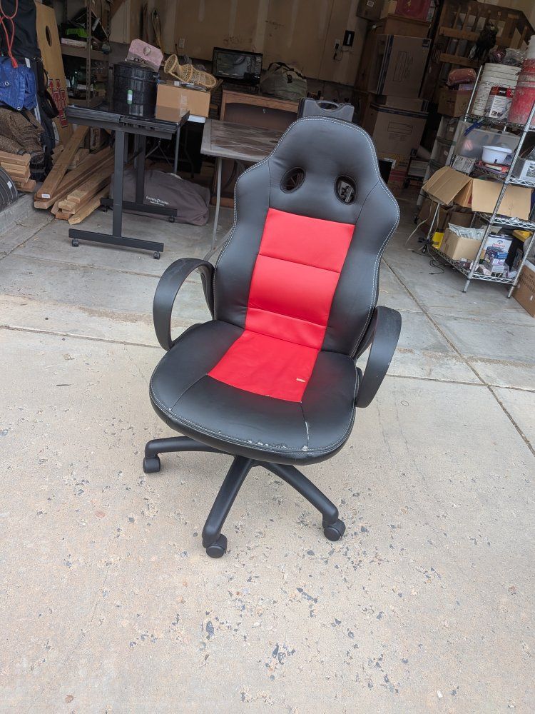 Red and Black Faux Leather Gaming Chair