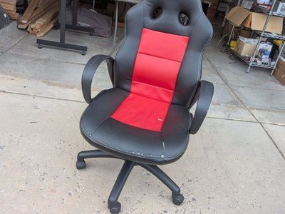 Red and Black Faux Leather Gaming Chair