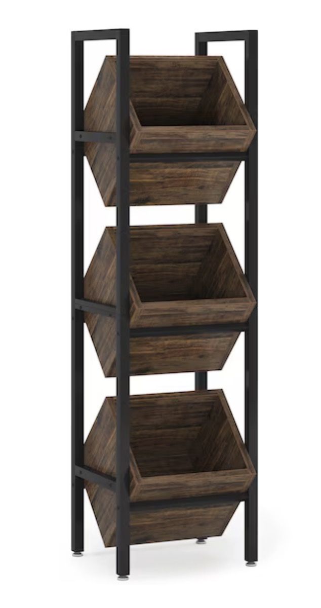 NEW Tribesigns 30 -Bottle Brown MDF Wine rack HOGA-JW0237 Storage Rack Dark Wood