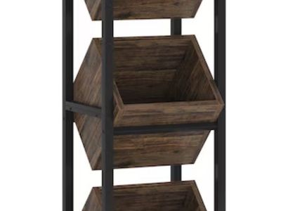 NEW Tribesigns 30 -Bottle Brown MDF Wine rack HOGA-JW0237 Storage Rack Dark Wood