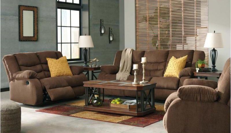 Ashley Furniture Tulen Chocolate  Brown Reclining Sofa, Loveseat, & Recliner Set - Manual Recline, 3-piece set