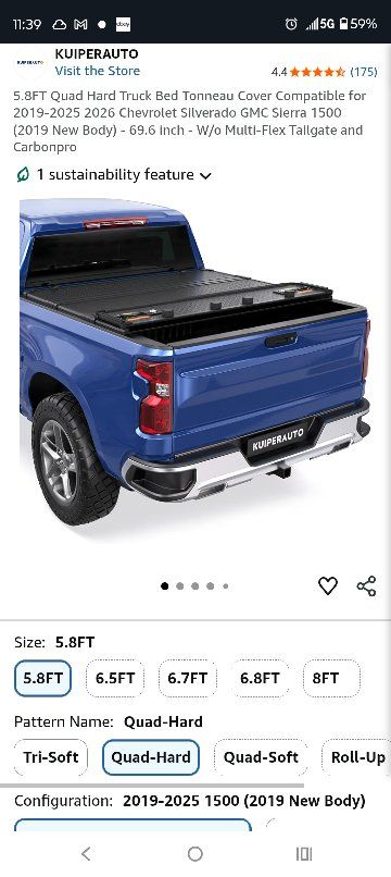 KUIPERAUTO 5.8FT Quad Hard Truck Bed Tonneau Cover for Chevy Silverado GMC Sierra 1500