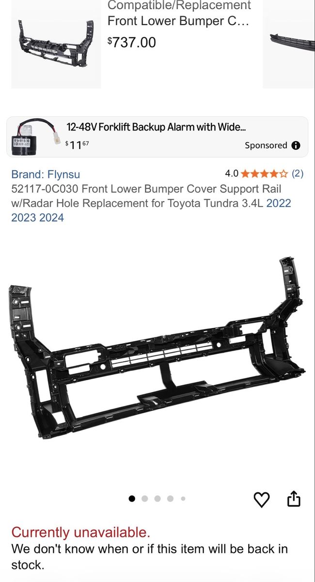 Toyota Tundra 3.4L Front Lower Bumper Cover 22-24