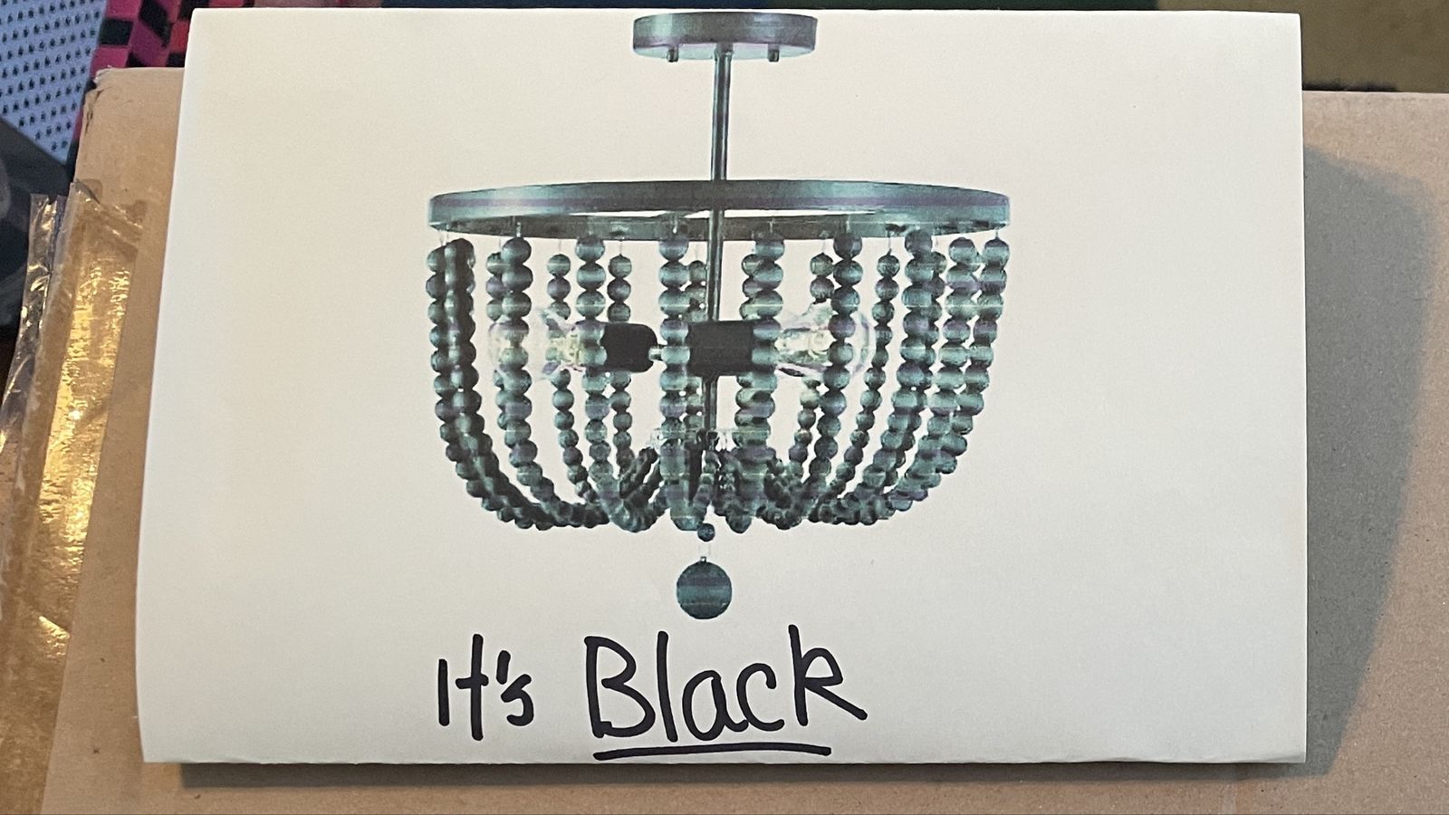 Black Wood Bead 3-Light Ceiling Light