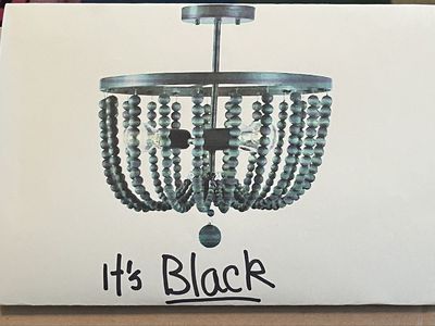 Black Wood Bead 3-Light Ceiling Light