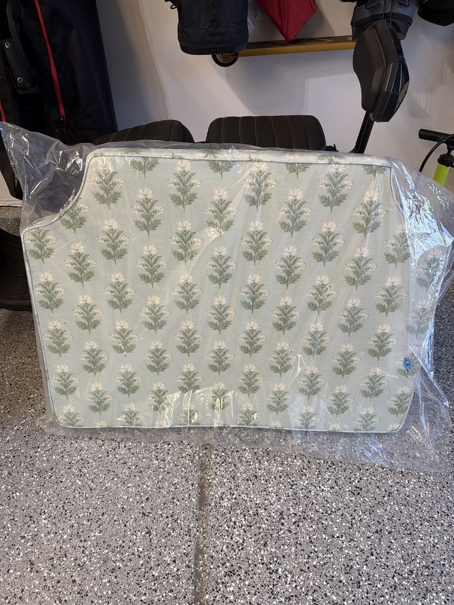Ballard Designs Floral Fabric Headboard - Green/White, New in Packaging, Adhesive Back