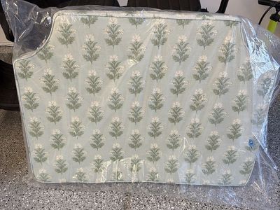 Ballard Designs Floral Fabric Headboard - Green/White, New in Packaging, Adhesive Back