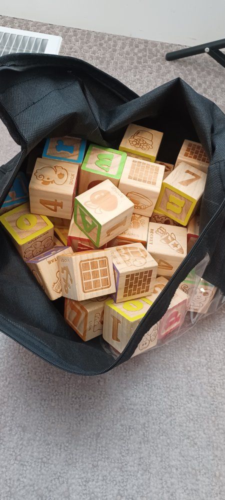 Wooden Alphabet & Number Blocks with Animals & Shapes - Educational Toy Set