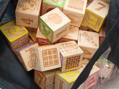 Wooden Alphabet & Number Blocks with Animals & Shapes - Educational Toy Set