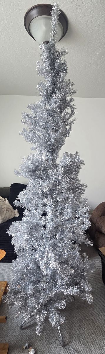 Christmas in July!  Tinsel Tree