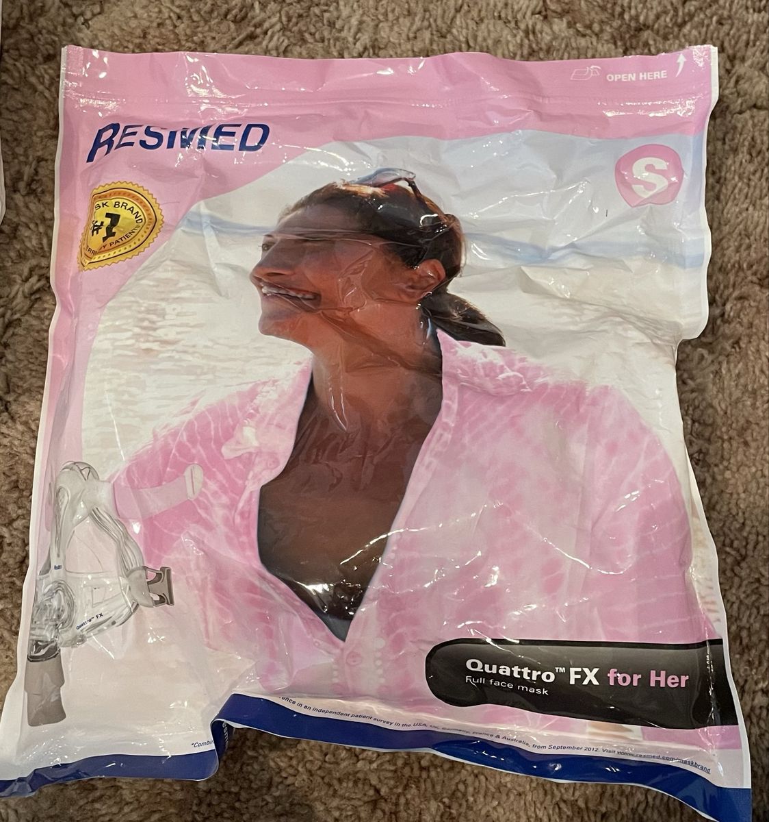 ResMed Quattro FX for Her Full Face CPAP Mask - Small, Sealed, New