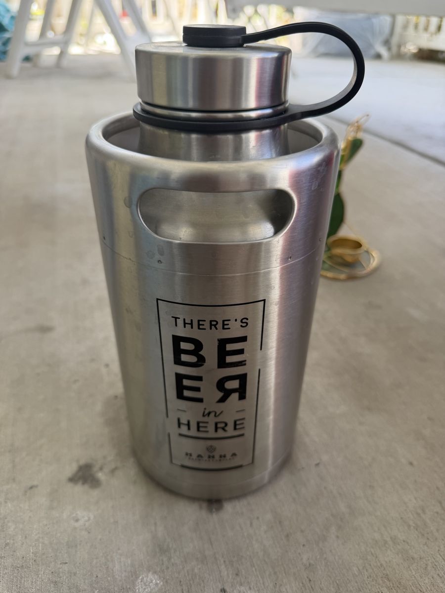 Hanna Stainless Steel Mini Keg Growler/Bottle w/ Handle - "There's Beer in Here"
