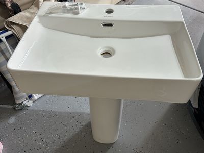 Monaco White Ceramic Pedestal Bathroom Sink