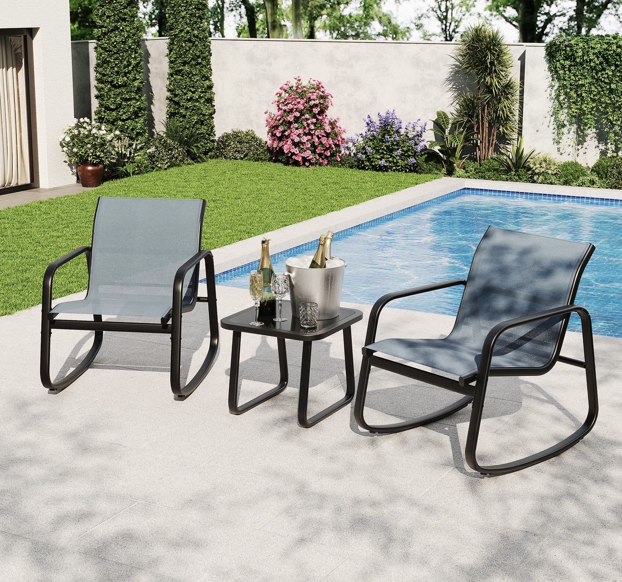 3-Piece Outdoor Rocking Bistro Set — Brand New Patio Set