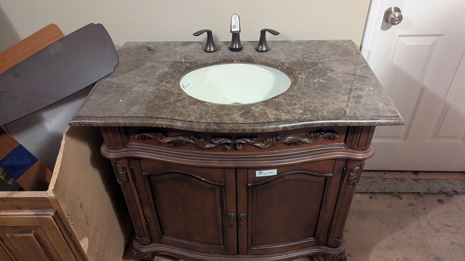Ornate Traditional Bathroom Vanity - Marble Top & Faucet Included