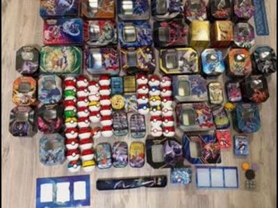 Huge Pokémon Collector Lot: 30+ Tins, 40+ Poké Balls, Deck Boxes & More! 70+ Pcs