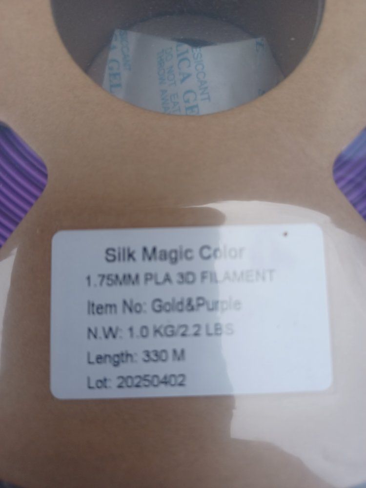 Silk Magic Color 1.75mm PLA 3D Printer Filament, Gold & Purple, 1.0kg (2.2 lbs), 330m