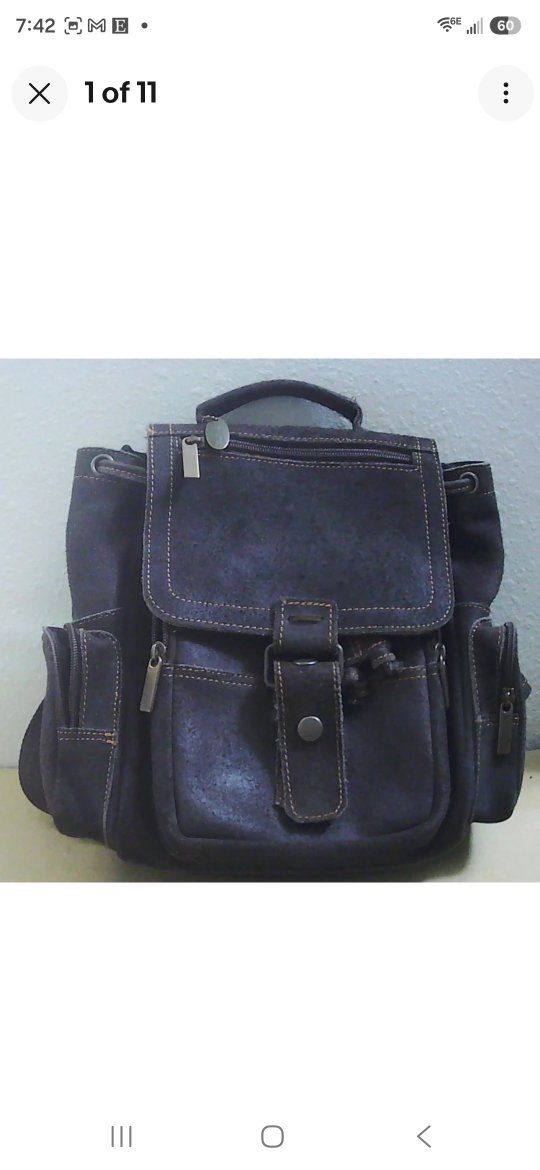David King Distressed Mid Size Top Handle Leather Backpack In Brown 11X5X10"