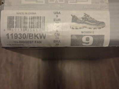 Skechers D'Lites Biggest Fan Women's Sneakers, Black/White, Size 9, Memory Foam