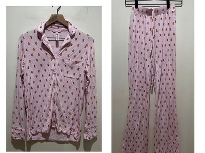 Skims Light Pink Gingerbread Man Pajama Set XXS