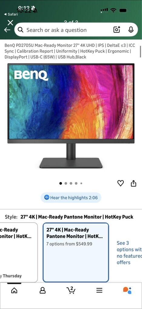 BenQ PD2705U Mac-Ready Monitor 27 4K UHD