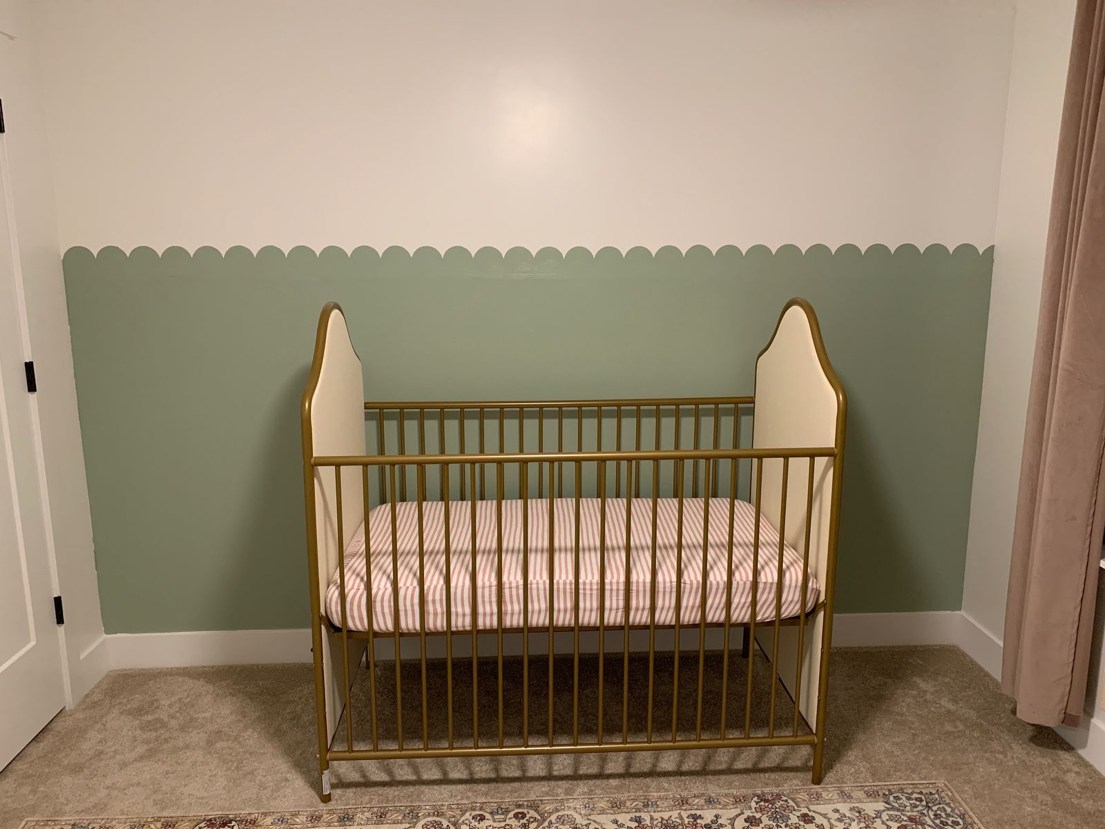 Upholstered Gold Metal Crib