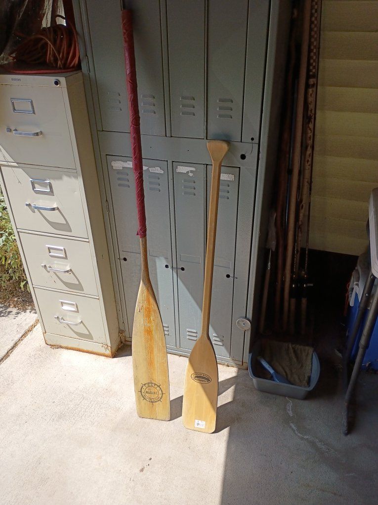 Pair of Wooden Canoe/Boat Paddles - Great Marine & Traverse Bay Brands