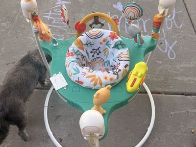 Fisher-Price Baby Activity Jumper with Rainbow Leaf Pattern Seat and Toys
