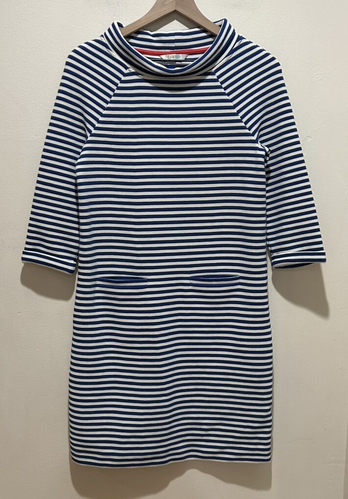 Boden Blue & White Stripe Ribbed Knit Dress 4