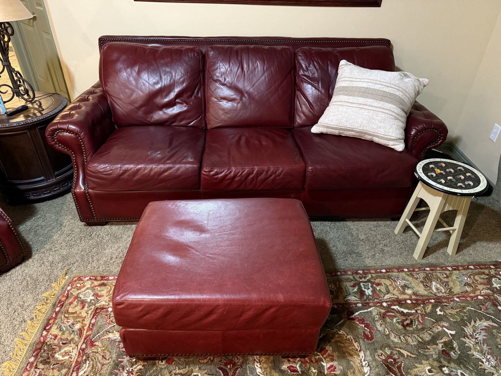 red leather couch set