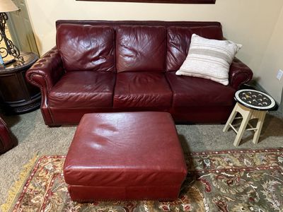 red leather couch set