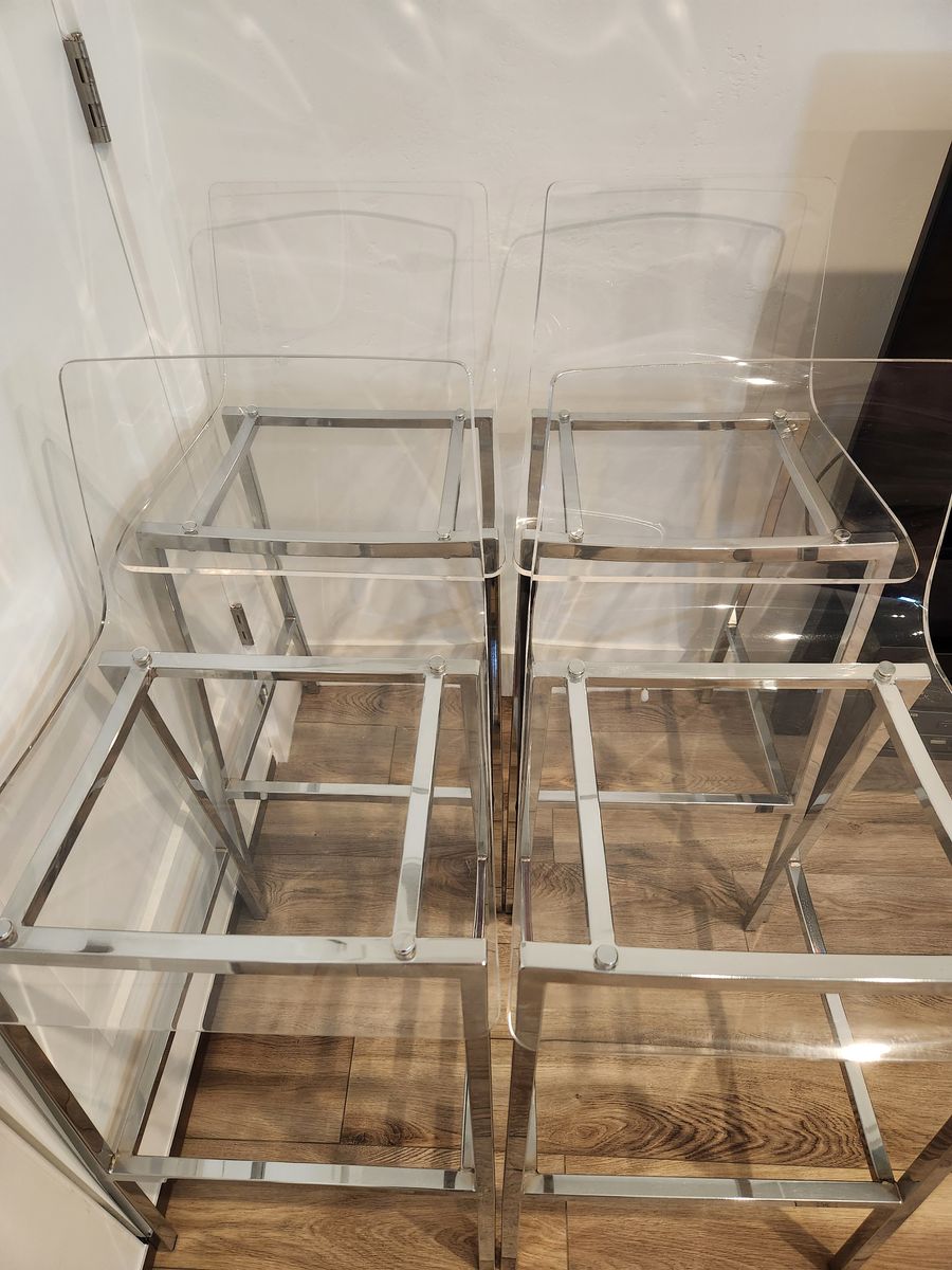 Clear acrylic CB2 Barstools