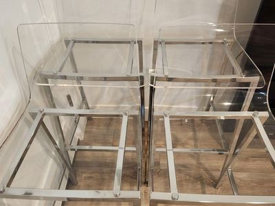 Clear acrylic CB2 Barstools