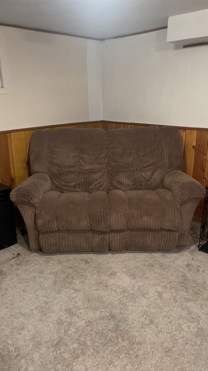 Brown loveseat