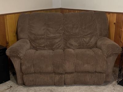 Brown loveseat