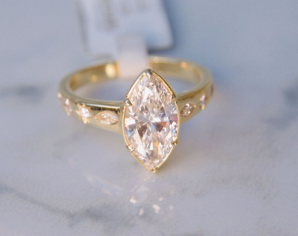 1.75CTW Marquise LAB Diamond Engagement Ring with Mixed Accents – 14K Gold, E/VS1, IGI Certified