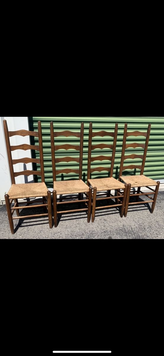 Set Of 4 Vintage Italian Mid-Century Ladder Back Chairs- Gio Ponti Style