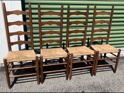 Set Of 4 Vintage Italian Mid-Century Ladder Back Chairs- Gio Ponti Style