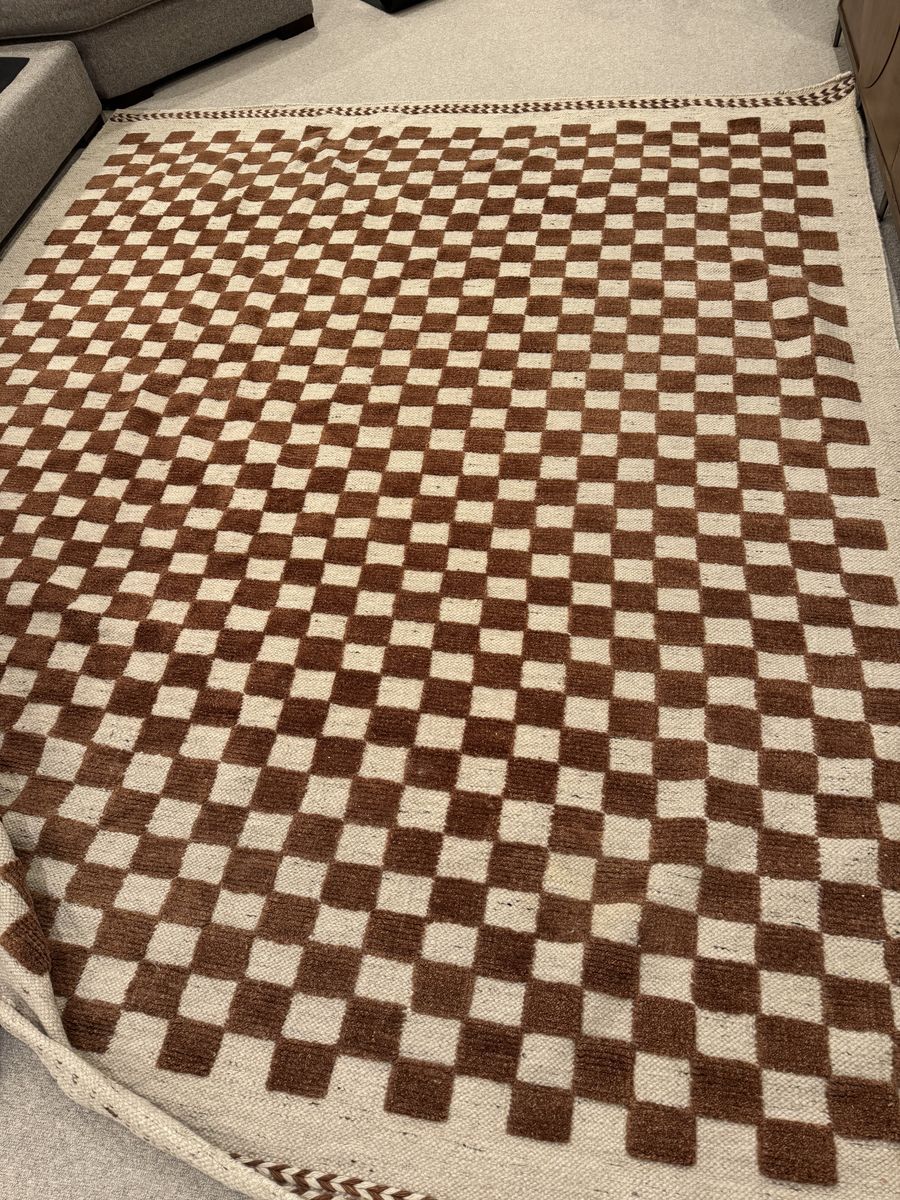 Brown checkerboard rug