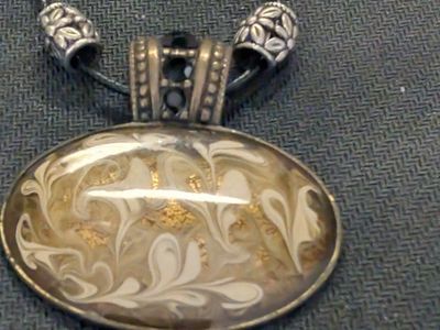 chicos pendant Necklace fold green swirl statement piece