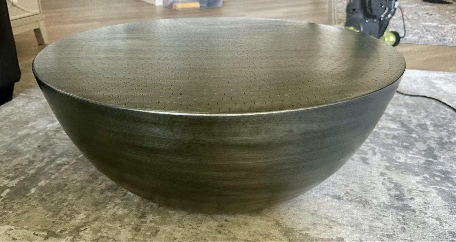 Moe’s Home Collection Textured Metal Drum Coffee Table – Antique Bronze